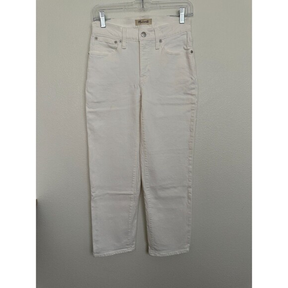 Madewell The Petite Mid-Rise Perfect Vintage Straight Jean in Tile White Sz 25P - Picture 3 of 11